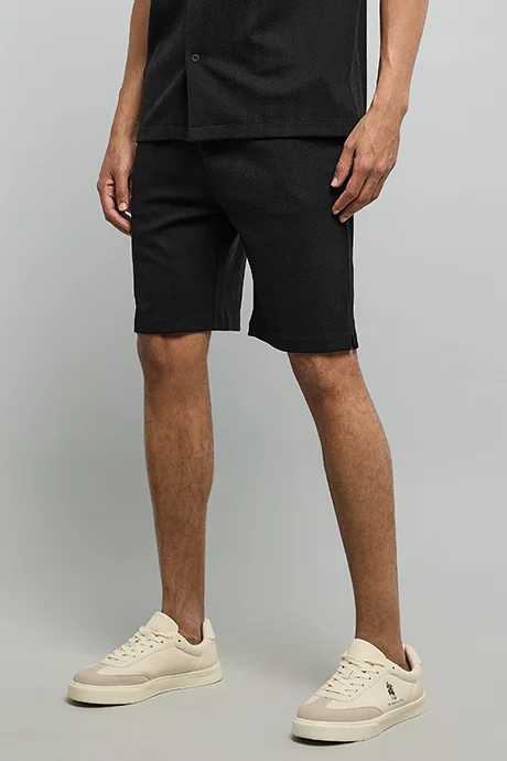 أر أند بي Textured Shorts with Drawstring Waist