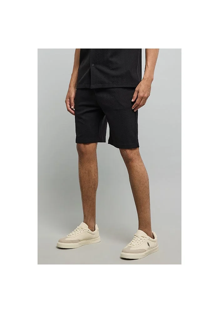 أر أند بي Textured Shorts with Drawstring Waist