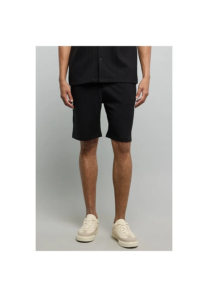 أر أند بي Textured Shorts with Drawstring Waist