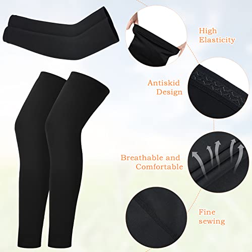 Geyoga 4 Pairs Kids Leg Sleeves Compression and Arm Sleeves Youth Leg and Arm Wraps for Cycling Basketball Sports(Large,Black) - Image 2