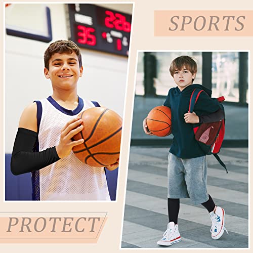 Geyoga 4 Pairs Kids Leg Sleeves Compression and Arm Sleeves Youth Leg and Arm Wraps for Cycling Basketball Sports(Large,Black) - Image 5
