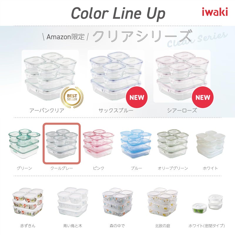 iwaki PC-PRN7GY2 Heat Resistant Glass Storage Container, Cool Gray, System Set, Pack & Range - Image 4