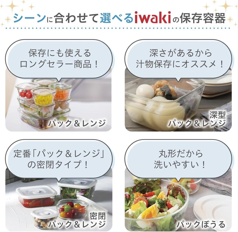 iwaki PC-PRN7GY2 Heat Resistant Glass Storage Container, Cool Gray, System Set, Pack & Range - Image 5