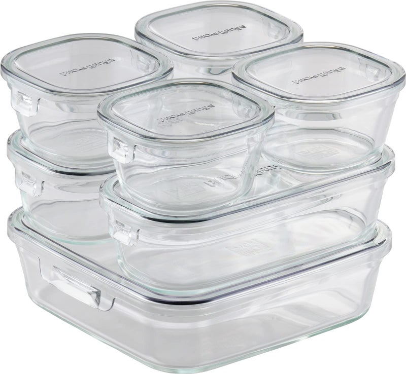 iwaki PC-PRN7GY2 Heat Resistant Glass Storage Container, Cool Gray, System Set, Pack & Range - Image 1