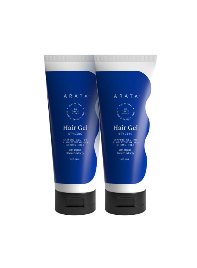 ARATA Styling Hair Gel (50 ML) Pack of 2 | Enhances Curl Pattern | Tames Flyaways | Adds Strong Hold | Creates Slicked-Back Looks in Straight Hair | Adds Texture and Control to Short Hair - Image 1