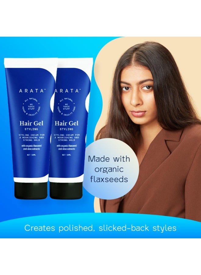 ARATA Styling Hair Gel (50 ML) Pack of 2 | Enhances Curl Pattern | Tames Flyaways | Adds Strong Hold | Creates Slicked-Back Looks in Straight Hair | Adds Texture and Control to Short Hair - Image 2
