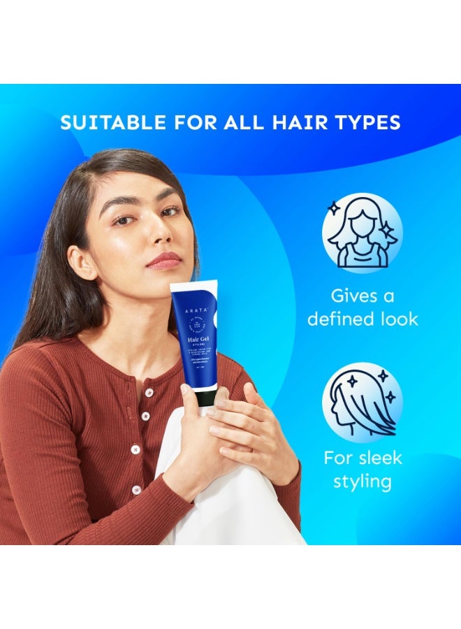 ARATA Styling Hair Gel (50 ML) Pack of 2 | Enhances Curl Pattern | Tames Flyaways | Adds Strong Hold | Creates Slicked-Back Looks in Straight Hair | Adds Texture and Control to Short Hair - Image 3