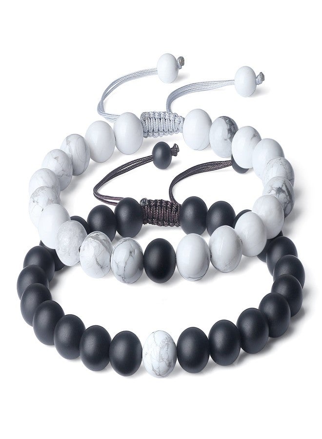 COAI AmorWing Semi Precious Stones Onyx Howlite Yin Yang Mala Beads Relationship Bracelet - Image 1