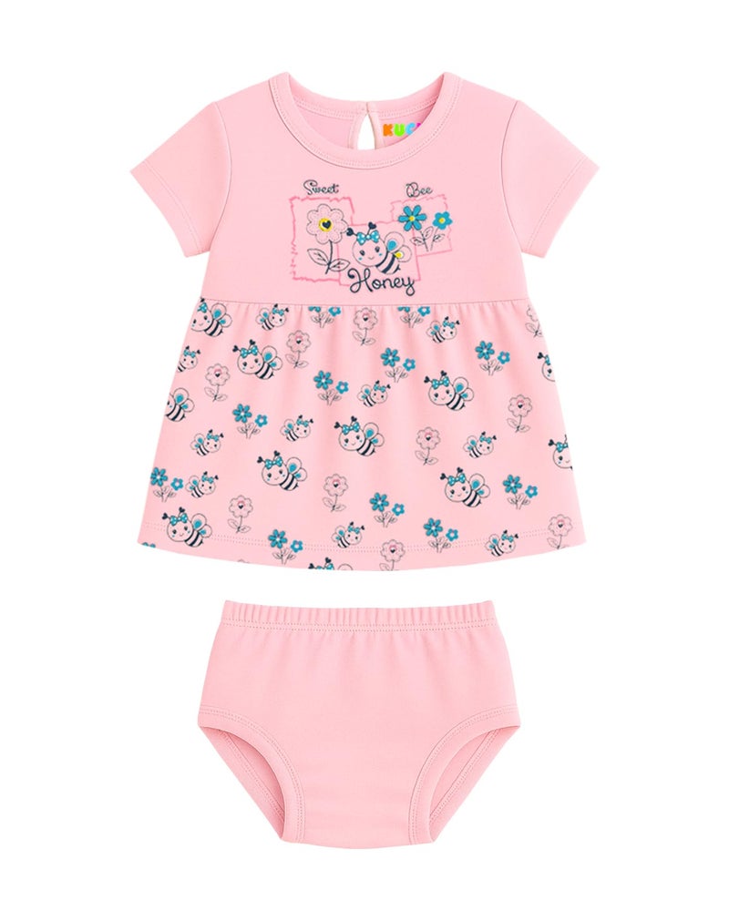 Kuchipoo Baby Girls Cotton Frock and Panty Set (KUC-DRS-110, 12-18 Months, Multi-Colored) - Pack of 3 - Image 4