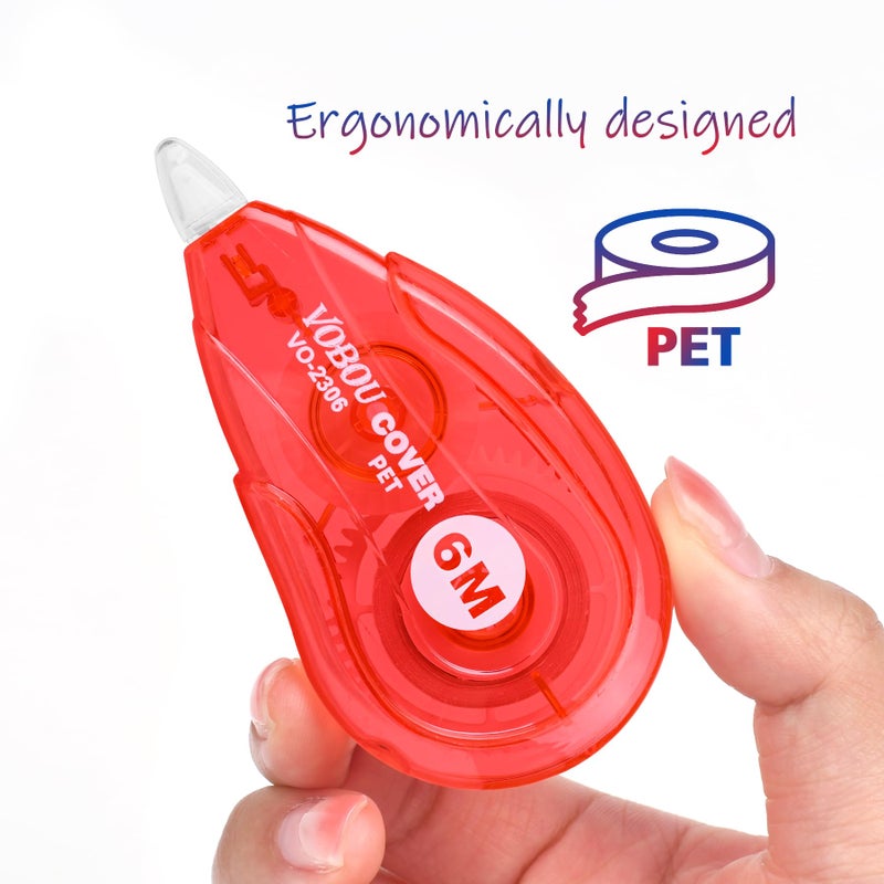Vobou White Correction Tape, Easy To Use Applicator for Instant Corrections Wrong Writing At Any Time, For school, Office (Red and Blue, 12pack, 6M/256" x 0.2") - Image 4