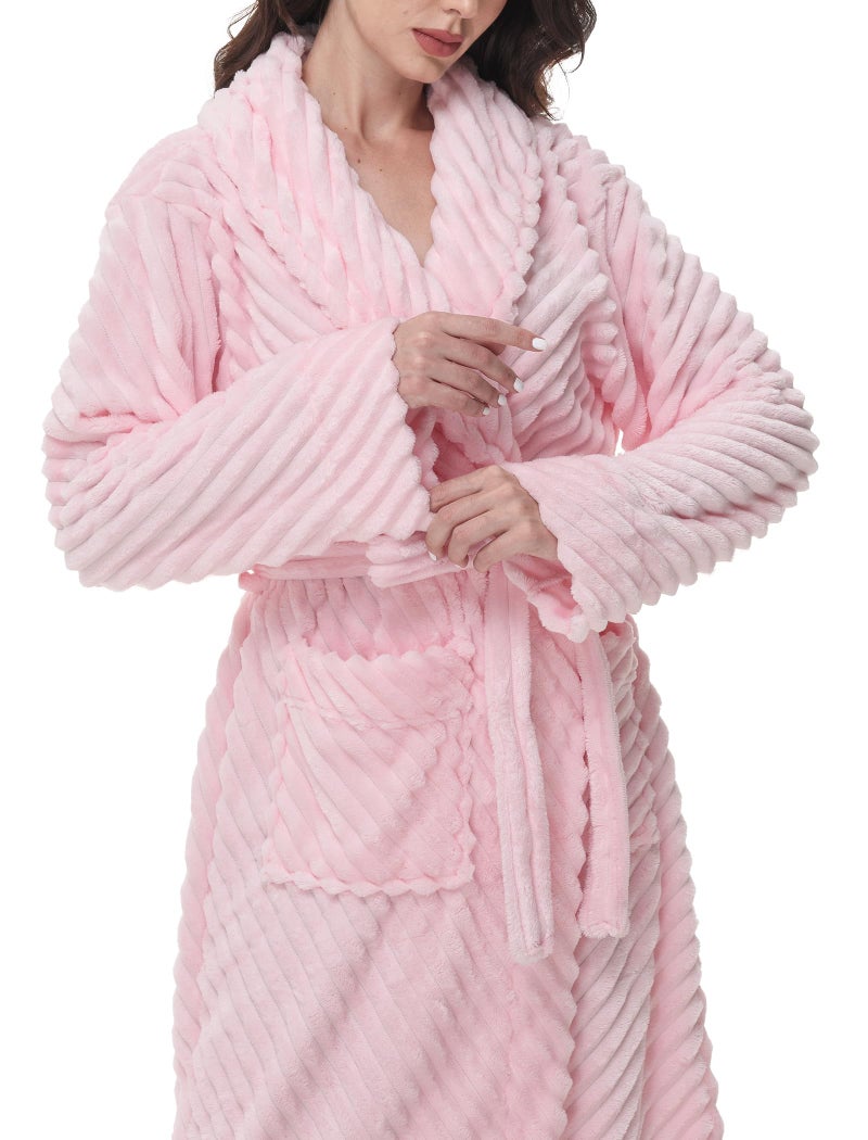 Yurhap Premium Robes for Women - Super Soft Cozy Fleece Womens Robe Plush Long Bathrobe - Image 4