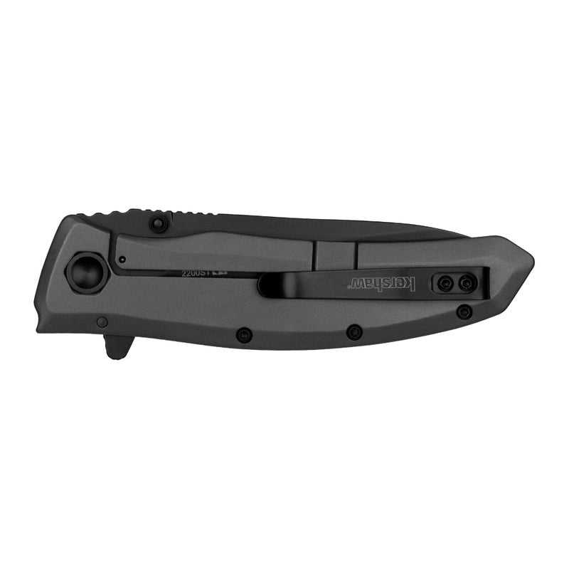 Kershaw Grid Pocket Knife, Black, 3.7 Inch Stainless Steel Modified Drop Point Partially Serrated Blade, EDC with Assisted Opening, Reversible Pocketclip, Everyday Carry Pocket Knife for Men and Women - Image 5