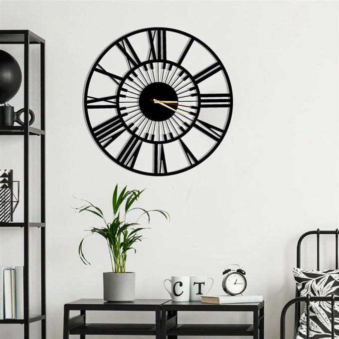WALL CLOCK FOR BEDROOM DECORATIVE METAL WALL WATCH FOR LIVING ROOM ANTIQUE DESIGNER BIG SIZE ROMAN NUMBER MODERN HANGING CLOCK FOR HOME DCOR DINING DRAWING WALL DECORATION ITEMS40CM