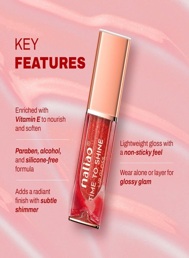 Maliao Time to Shine Lip Gloss | High Shine Finish | Non-Sticky & Lightweight Formula | Long Lasting Glossy Lips | Smooth Application | Glamour, 6.5ml - Image 3