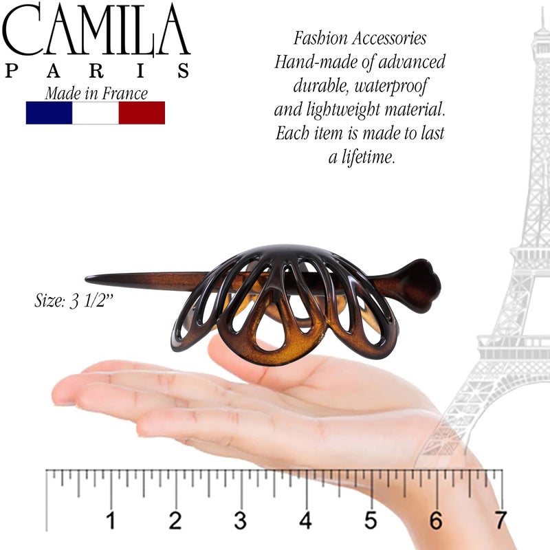 Camila Paris NV149 French Hair Bun Clip Maker Cover Cap Holder, Tortoise Shell, Round Dome Bun Hair Clip for Women Hair Updo, Styling Hair Bun Accessories for Women, No Slip Durable, Made in France - Image 4