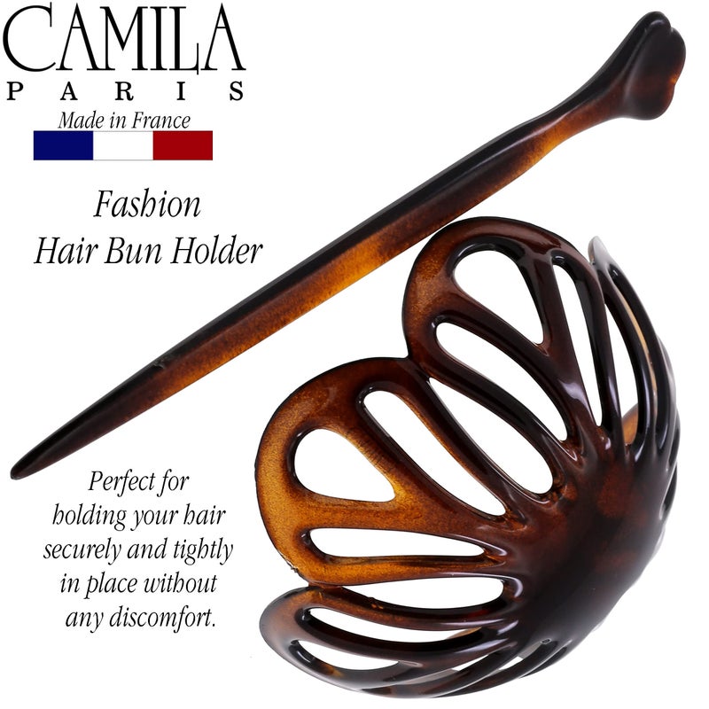 Camila Paris NV149 French Hair Bun Clip Maker Cover Cap Holder, Tortoise Shell, Round Dome Bun Hair Clip for Women Hair Updo, Styling Hair Bun Accessories for Women, No Slip Durable, Made in France - Image 3
