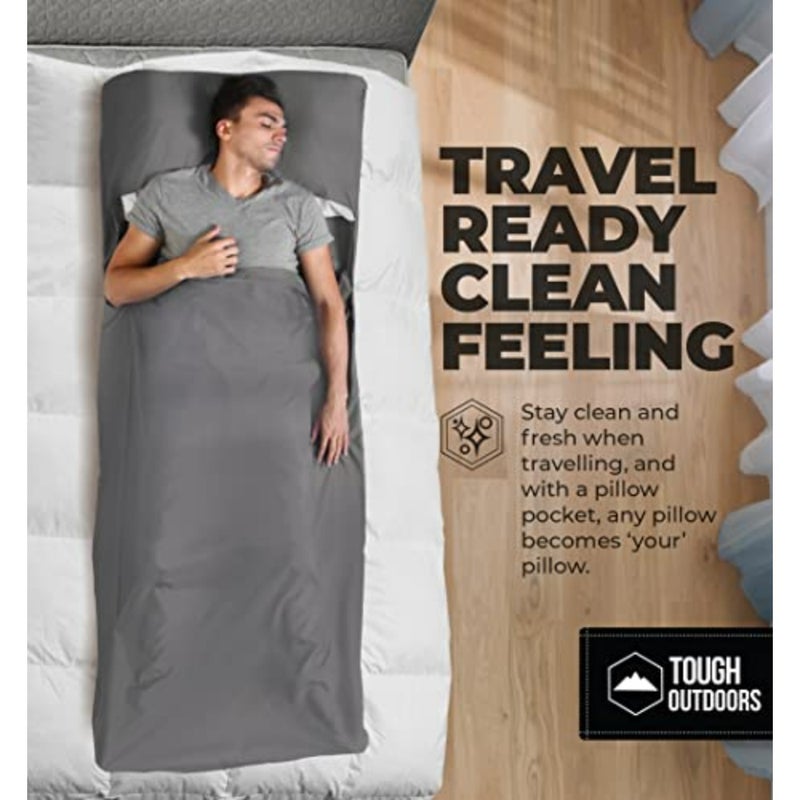 Sleeping Bag Liner for Camping Travel Microfiber Fabric Navy Blue Ultra Lightweight, Breathable, and Machine Washable Comfort Liner for Backpacking, Hotels, Hostels - Image 2