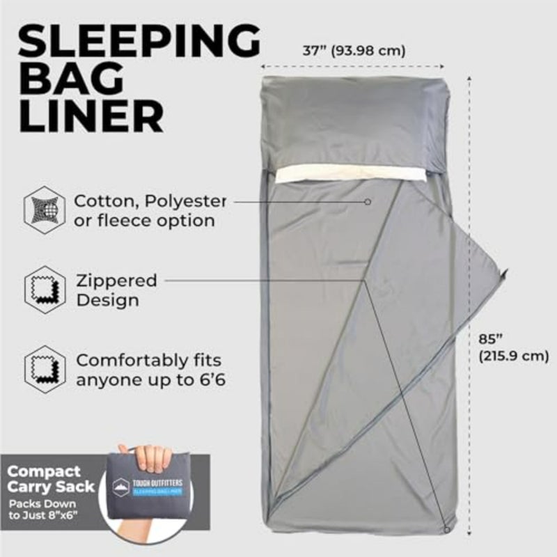 Sleeping Bag Liner for Camping Travel Microfiber Fabric Navy Blue Ultra Lightweight, Breathable, and Machine Washable Comfort Liner for Backpacking, Hotels, Hostels - Image 3