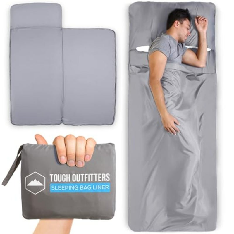 Sleeping Bag Liner for Camping Travel Microfiber Fabric Navy Blue Ultra Lightweight, Breathable, and Machine Washable Comfort Liner for Backpacking, Hotels, Hostels - Image 1