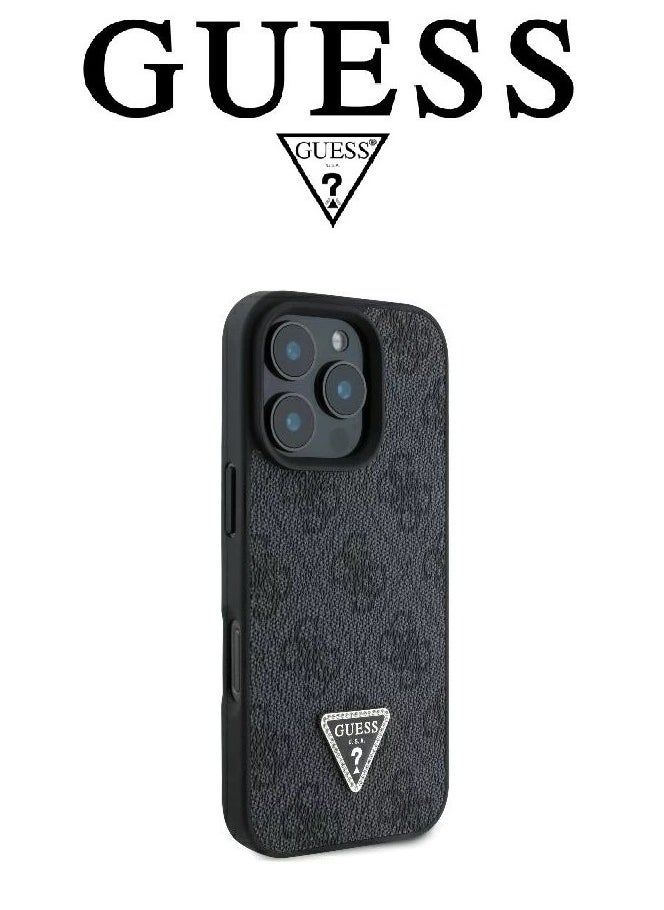 CG MOBILE IPhone 16 Pro cover with a strap, with a logo and a leather design approved by the global brand Guess. From CG-MOBILE. In Black  - Image 4