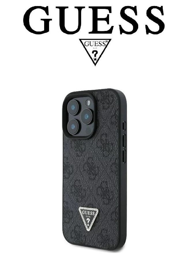 CG MOBILE IPhone 16 Pro cover with a strap, with a logo and a leather design approved by the global brand Guess. From CG-MOBILE. In Black  - Image 3