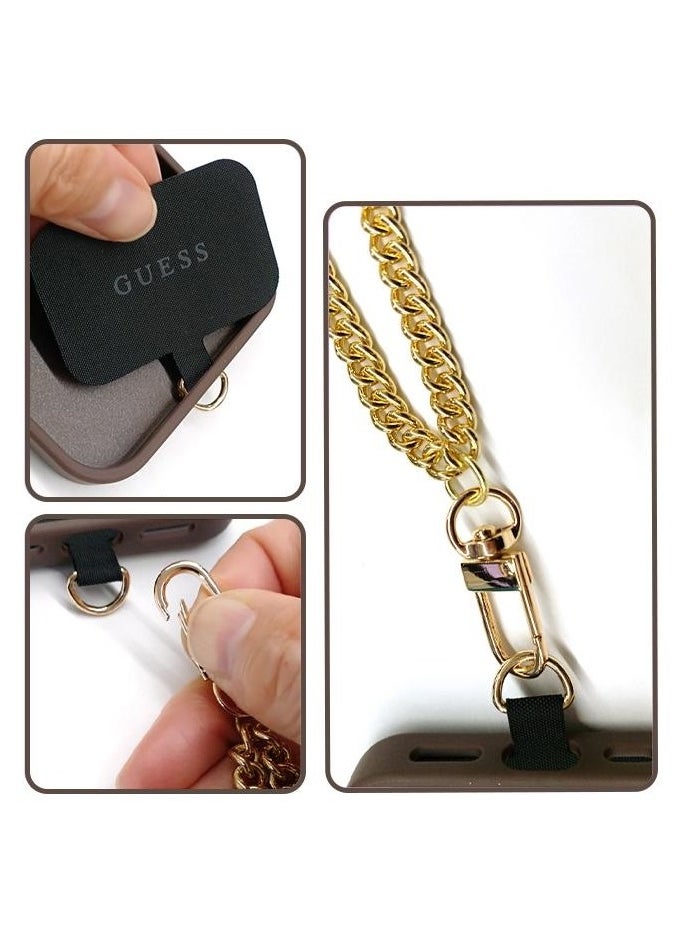 IPhone 16 Pro cover with a strap, with a logo and a leather design approved by the global brand Guess. From CG-MOBILE. In Black