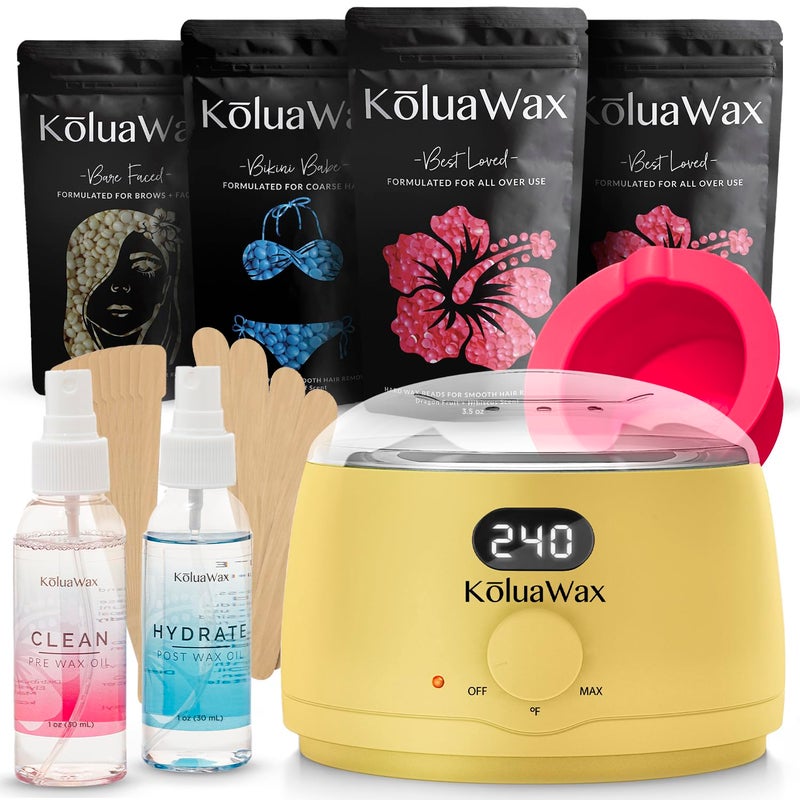 KoluaWax Premium Waxing Kit for Women - Beginner Friendly - Complete Wax Kit that includes 14oz of Wax Beads, Applicator, Pre and Post Care, Suitable for Sensitive Skin (Sun) - Image 1