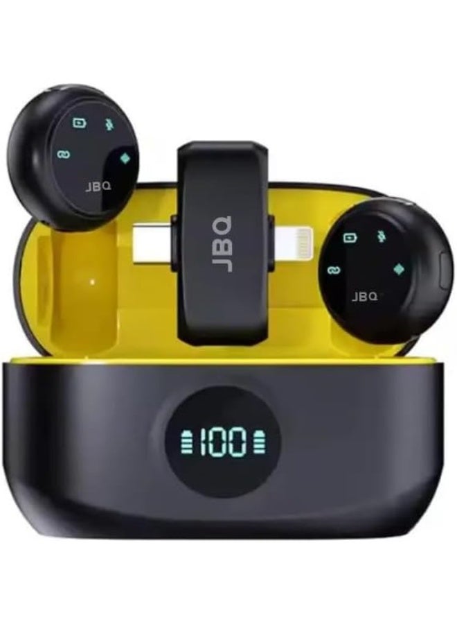 JBQ Wireless Lavalier Microphone with 20M Range, Dual Clip-On Mic Set, Charging Case, Noise Reduction, Touch Control, for Mobile Video Recording, Interviews, and Content Creation - Image 1