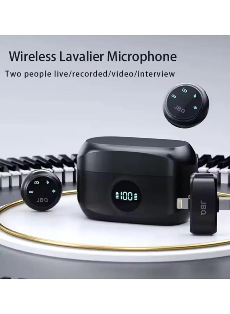 JBQ Wireless Lavalier Microphone with 20M Range, Dual Clip-On Mic Set, Charging Case, Noise Reduction, Touch Control, for Mobile Video Recording, Interviews, and Content Creation - Image 3
