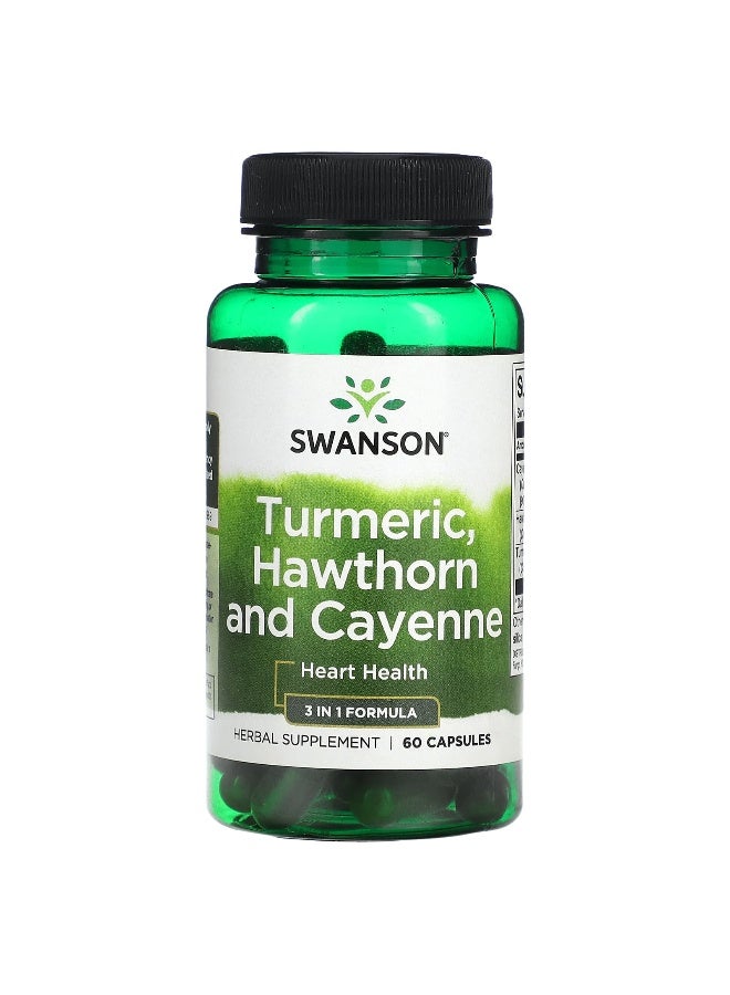 SWANSON Swanson, Turmeric, Hawthorn and Cayenne, 60 Capsules  - Image 1