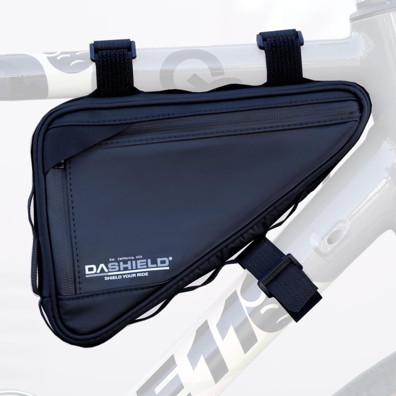 DASHIELD Bike Frame Bag with Two Side Pockets Waterproof Reflective Bicycle Triangle Pouch Storage Bag Strap-On, Mountain Road Bike MTB Cycling Bike Acessories, 1.5L - Image 1