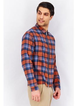 THE KOOPLES Men Relaxed Fit Checkered Long Sleeves Casual Shirts, Blue Combo  - Image 4