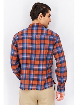 THE KOOPLES Men Relaxed Fit Checkered Long Sleeves Casual Shirts, Blue Combo  - Image 3