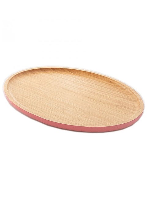 Oval Wooden Serving Tray Pink Base Color