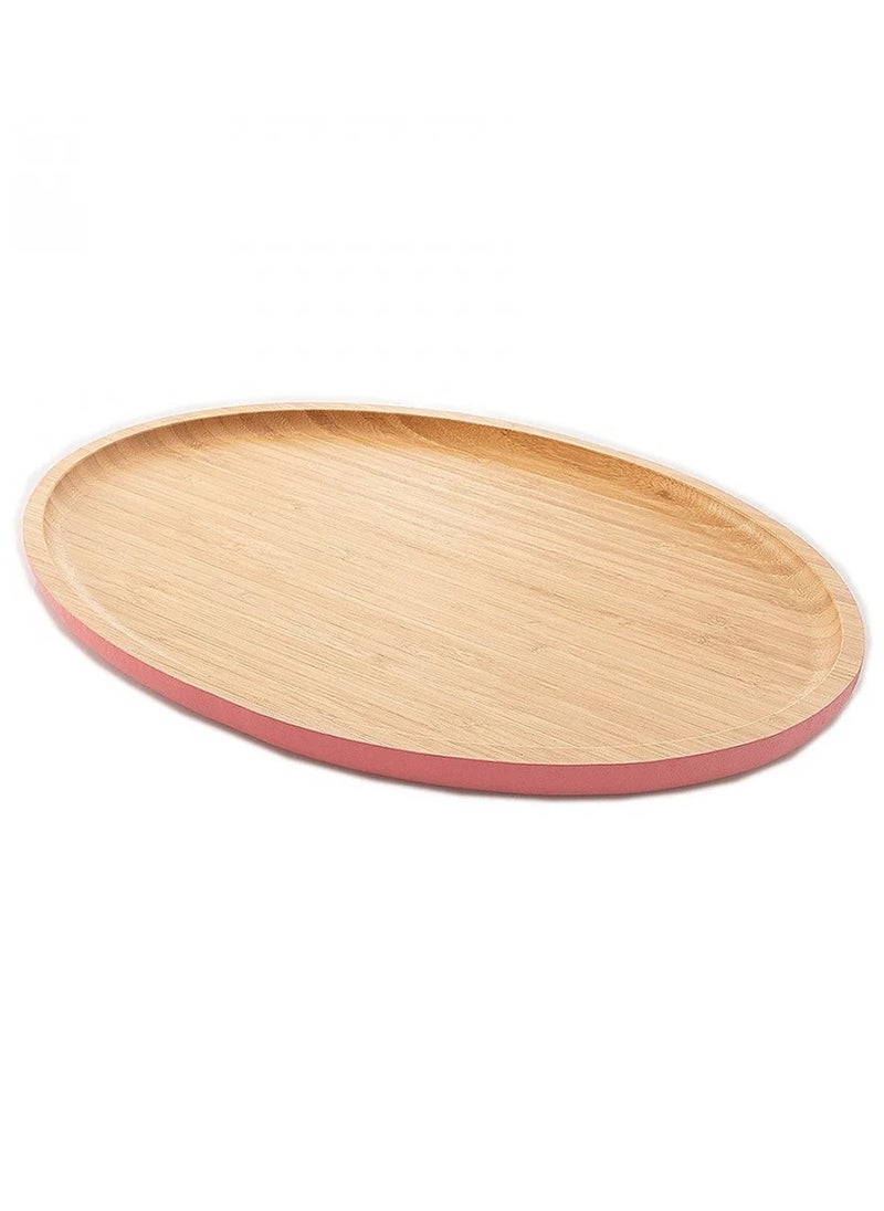 Hic Oval Wooden Serving Tray Pink Base Color  - Image 1