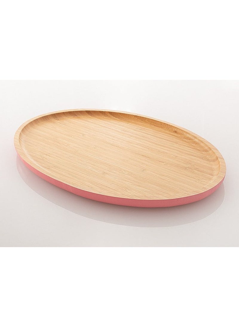 Hic Oval Wooden Serving Tray Pink Base Color  - Image 2