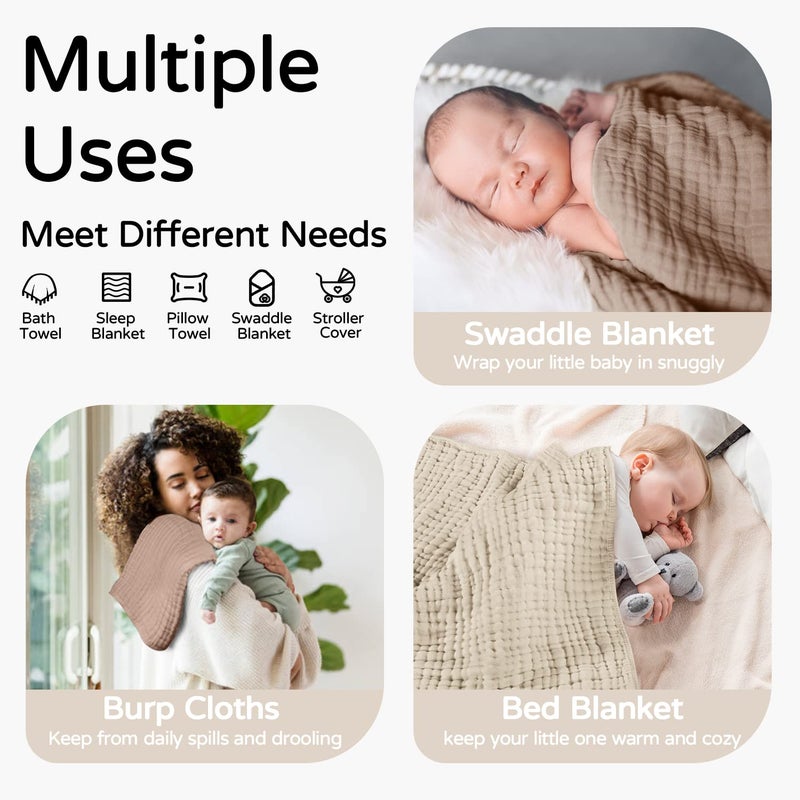 Yoofoss Hooded Baby Towels for Newborn 2 Pack 100% Muslin Cotton Baby Bath Towel with Hood for Babies, Infant, Toddler and Kids, Large 32x32Inch, Soft and Absorbent Newborn Essential - Image 3