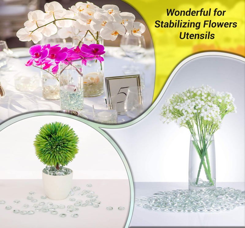 ARSUK Flat Glass Marbles, Clear Beads Glass Pebbles Vase Fillers, 1 LB Glass Beads for Vases, Gems, Fish Tank Rocks, Table Scatter, Crafts, Aquarium, Centerpieces Wedding DÃ©cor, (100pcs, 0.7â€“0.8") - Image 2