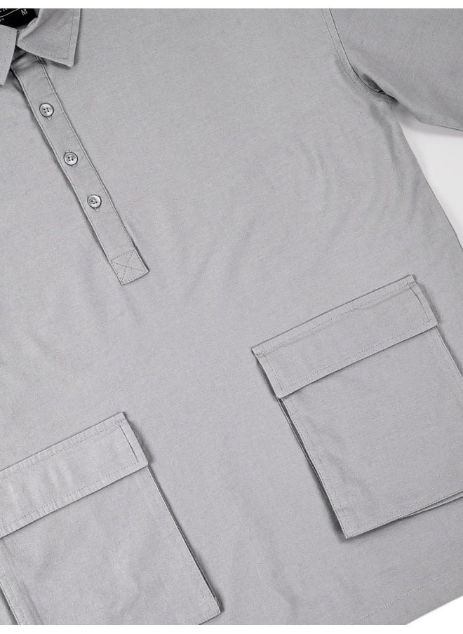 Beyoung Light Grey Oversized Urban Shirt for Men  - Image 2