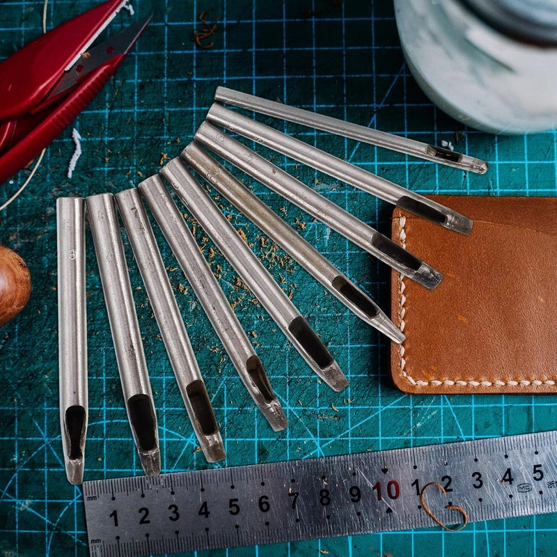 DOITOOL 9pcs Leathercraft Belt Hole Puncher Kit Steel Reusable Small Puncher for DIY Crafting and Leatherwork - Image 2