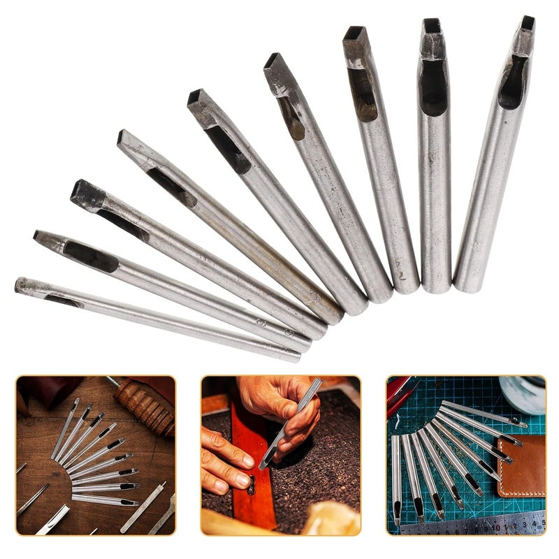 DOITOOL 9pcs Leathercraft Belt Hole Puncher Kit Steel Reusable Small Puncher for DIY Crafting and Leatherwork - Image 5