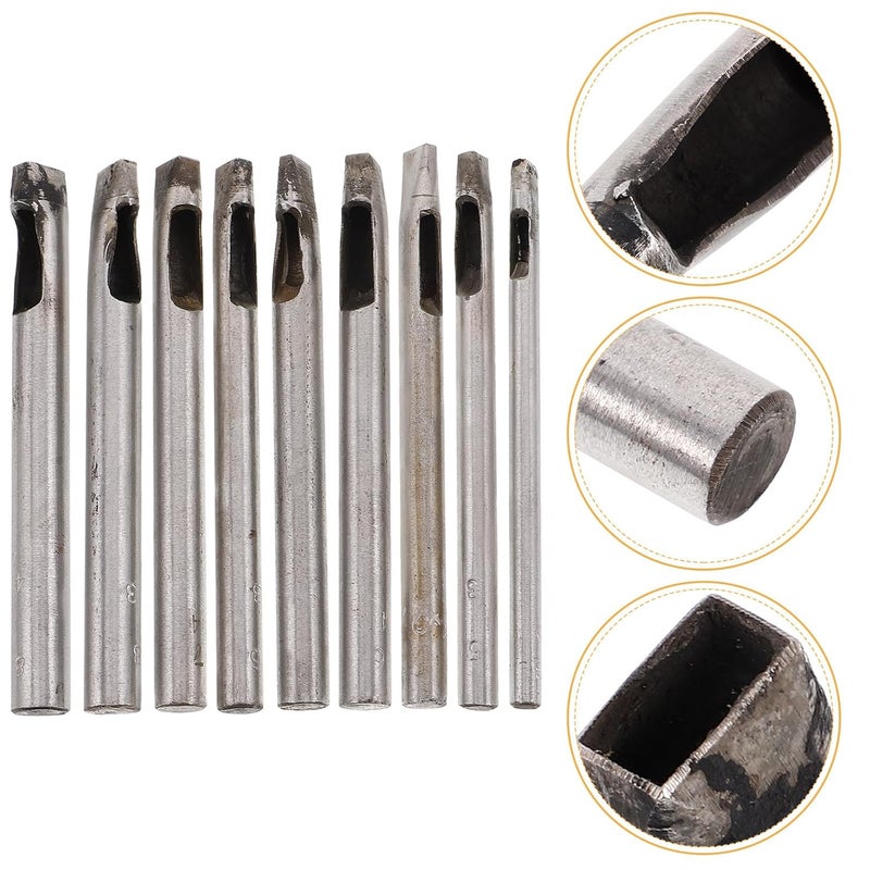 DOITOOL 9pcs Leathercraft Belt Hole Puncher Kit Steel Reusable Small Puncher for DIY Crafting and Leatherwork - Image 4