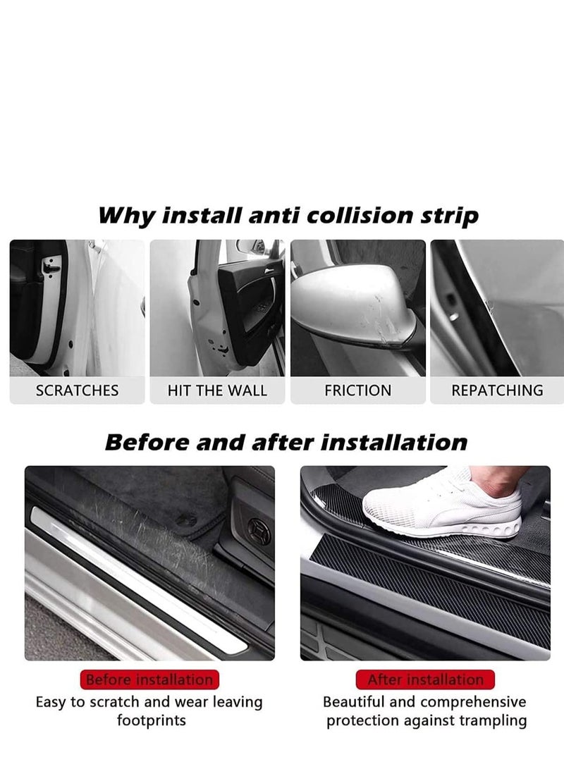 Car Door Edge Guards Scratch Cover Sill Protector Bumper Protector 5D Carbon Fiber Car Wrap Film Automotive Self Adhesive Anti Collision Film Fits for Most Cars 1.2In x 33Ft, Black - Image 2