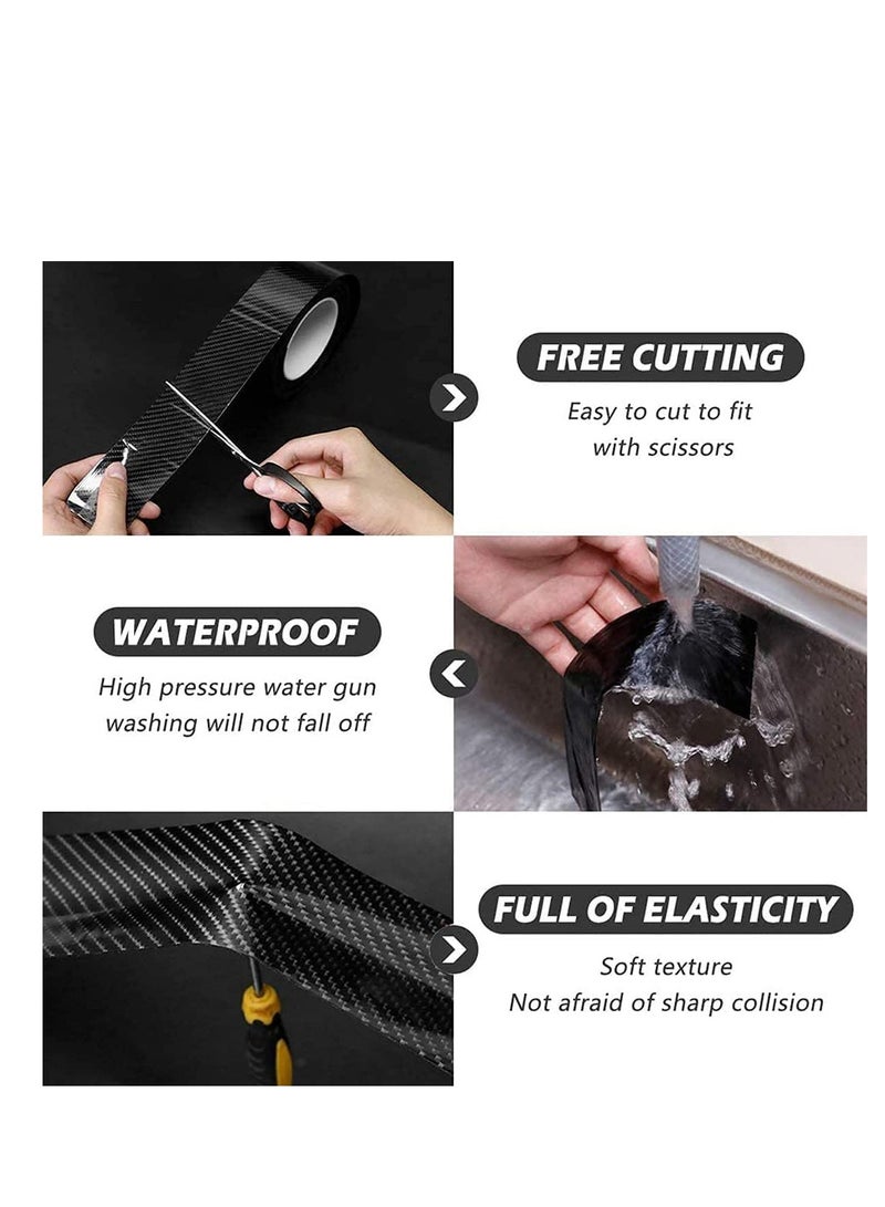 Car Door Edge Guards Scratch Cover Sill Protector Bumper Protector 5D Carbon Fiber Car Wrap Film Automotive Self Adhesive Anti Collision Film Fits for Most Cars 1.2In x 33Ft, Black - Image 5
