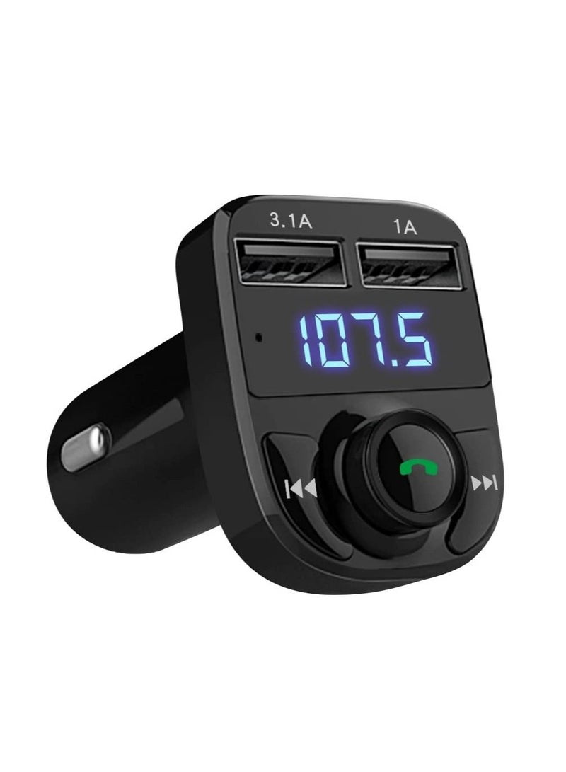 دوسالا Handsfree Call Car Charger Wireless Bluetooth FM Transmitter Radio Receiver&Mp3 Music Stereo Adapter Dual USB Port Charger Compatible for All Smartphones Samsung Galaxy I phone - Image 1