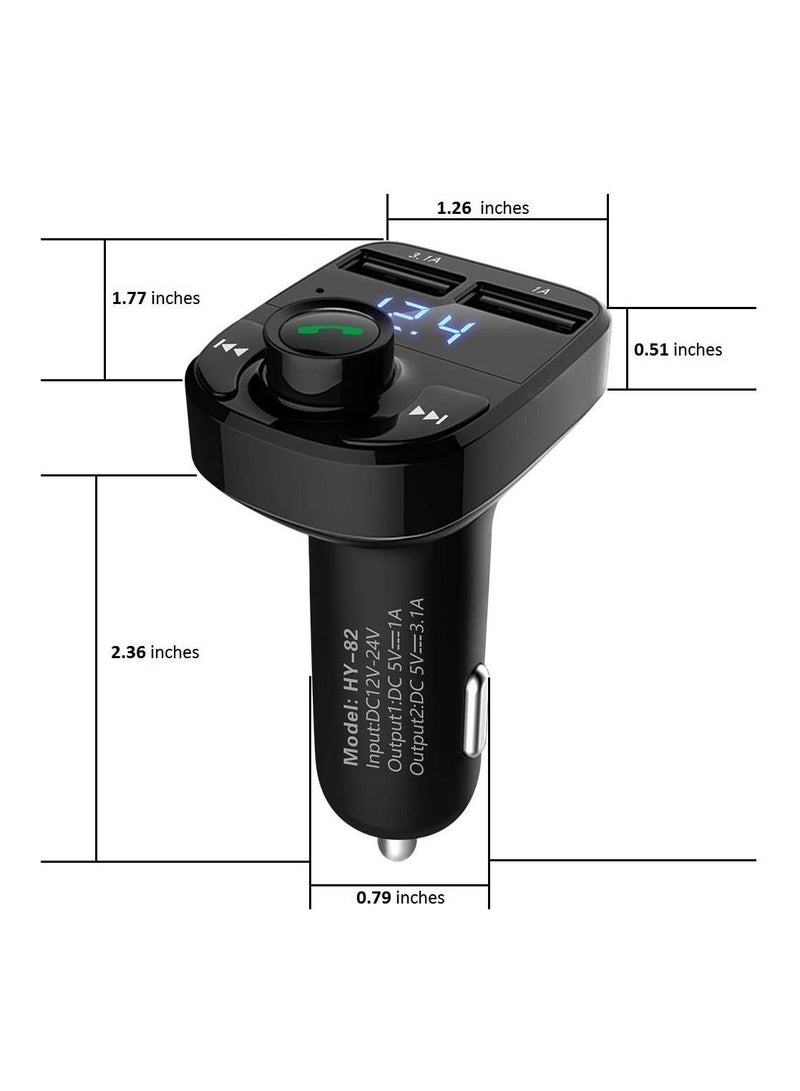 دوسالا Handsfree Call Car Charger Wireless Bluetooth FM Transmitter Radio Receiver&Mp3 Music Stereo Adapter Dual USB Port Charger Compatible for All Smartphones Samsung Galaxy I phone - Image 3