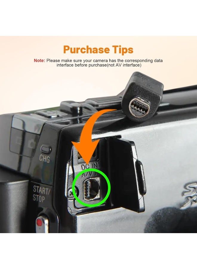 إيغويل كابل USB بديل لـ VMC-15FS ذو 10 دبابيس لترميز البيانات، متوافق مع كاميرات سوني هانديكام DCR-HC20 DCR-HC24E DCR-HC26E DVD301/305/308 DCR-SR200 DCR-SX85 DCR-SR220 DCR-SR290 وغيرها، (1.5 متر، علبة واحدة) - Image 5