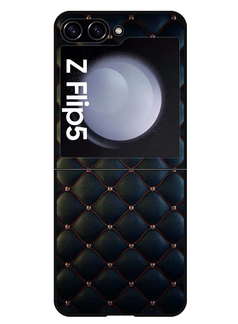 Theodor Protective Case Anti Scratch Shock Proof Bumper Cover For Samsung Galaxy Z Flip 5 Stappers On Black Cloth Pattern - Image 1