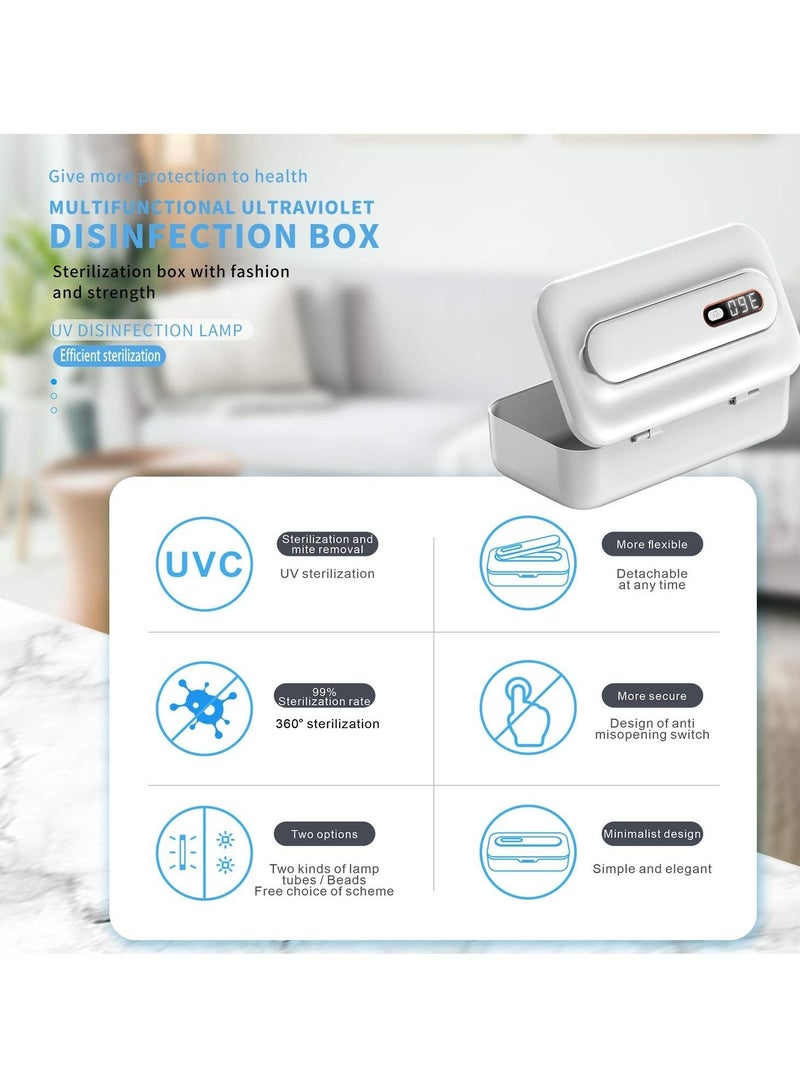 كابتن تيك UV Sterilizer Box, Ozone Sterilization Box Multifunctional Wireless Charger with Sterilization Light for Sterilizing Cell Phones, Cosmetics Cleaning Tools, Underwear, Nail, Mask, Masks (White) - Image 3