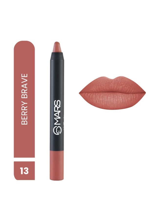 MARS Long Lasting Crayon Lipstick up to 12 Hours Stay | Matte Finish | Waterproof | Won't Smudge Won't Budge Lip Crayon (3.5 gm) (13-Berry Brave) - Image 2